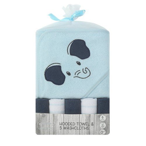Mother's Choice Set cadou bebelusi cu 5 mini prosopele si prosop cu gluga elefant