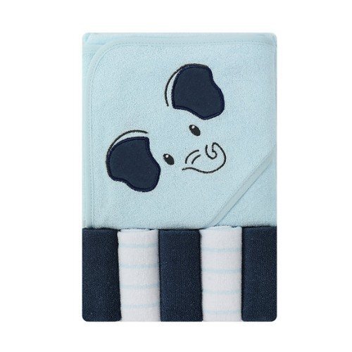 Mother's Choice Set cadou bebelusi cu 5 mini prosopele si prosop cu gluga elefant