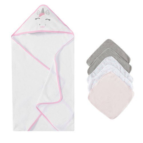 Mother's Choice Set cadou bebelusi cu 5 mini prosopele si prosop cu gluga unicorn