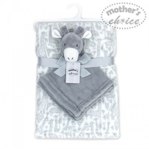 Mother's Choice Set cadou bebelusi cu paturica si jucarie atasament magarus gri