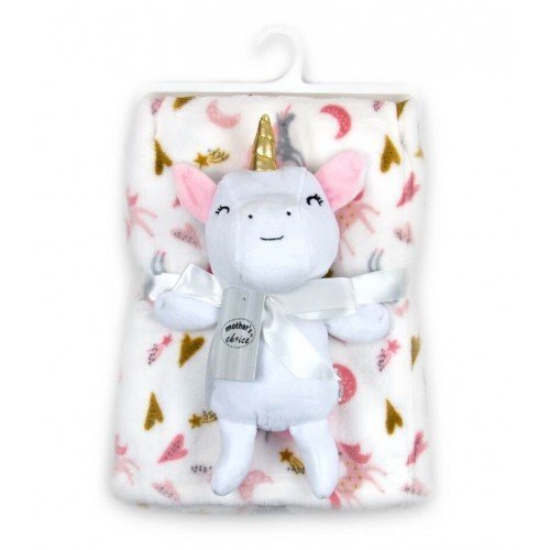 Mother's Choice Set cadou bebelusi cu paturica si jucarie de plus unicorn