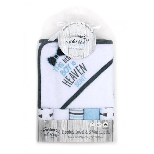 Mother's Choice Set cadou bebelusi prosop cu gluga si 5 mini prosopele little boy