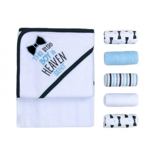 Mother's Choice Set cadou bebelusi prosop cu gluga si 5 mini prosopele little boy