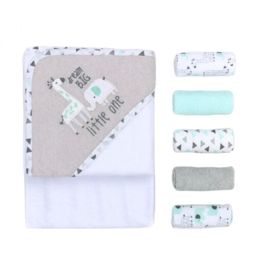 Mother's Choice Set cadou bebelusi prosop cu gluga si 5 mini prosopele little one