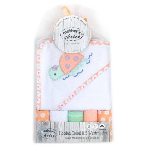 Mother's Choice Set cadou bebelusi prosop cu gluga si 5 mini prosopele Testoasa