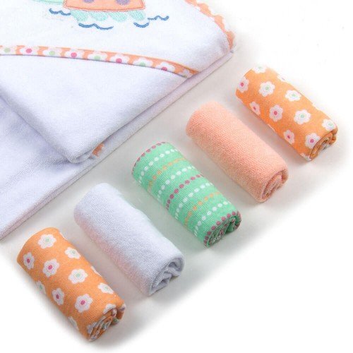 Mother's Choice Set cadou bebelusi prosop cu gluga si 5 mini prosopele Testoasa
