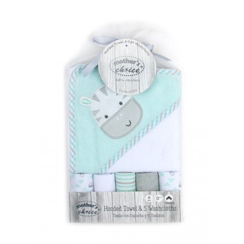 Mother's Choice Set cadou bebelusi prosop cu gluga si 5 mini prosopele zebra