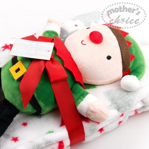 Mother's Choice Set cadou Craciun cu paturica din fleece si jucarie de plus Elf