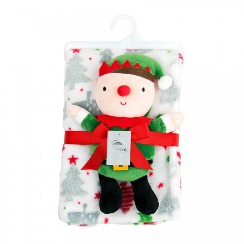 Mother's Choice Set cadou Craciun cu paturica din fleece si jucarie de plus Elf