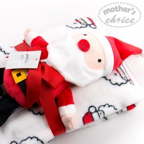 Mother's Choice Set cadou Craciun cu paturica din fleece si jucarie Santa