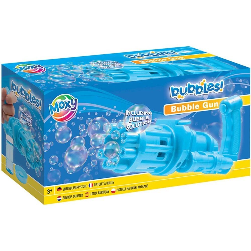 Moxy Pistol pentru baloane de sapun Bubble Shooter cu 50 ml solutie inclusa albastru