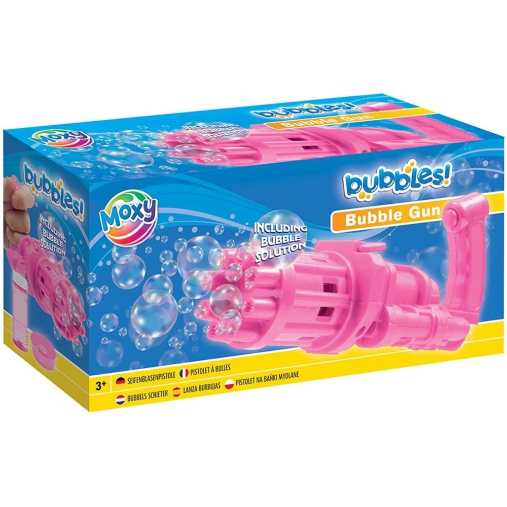 Moxy Pistol pentru baloane de sapun Bubble Shooter cu 50 ml solutie inclusa roz