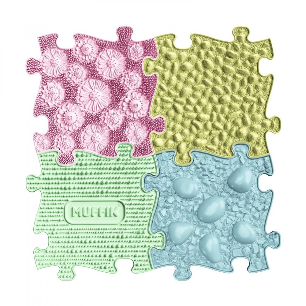Muffik Covoras ortopedic senzorial puzzle Set Pastel Start