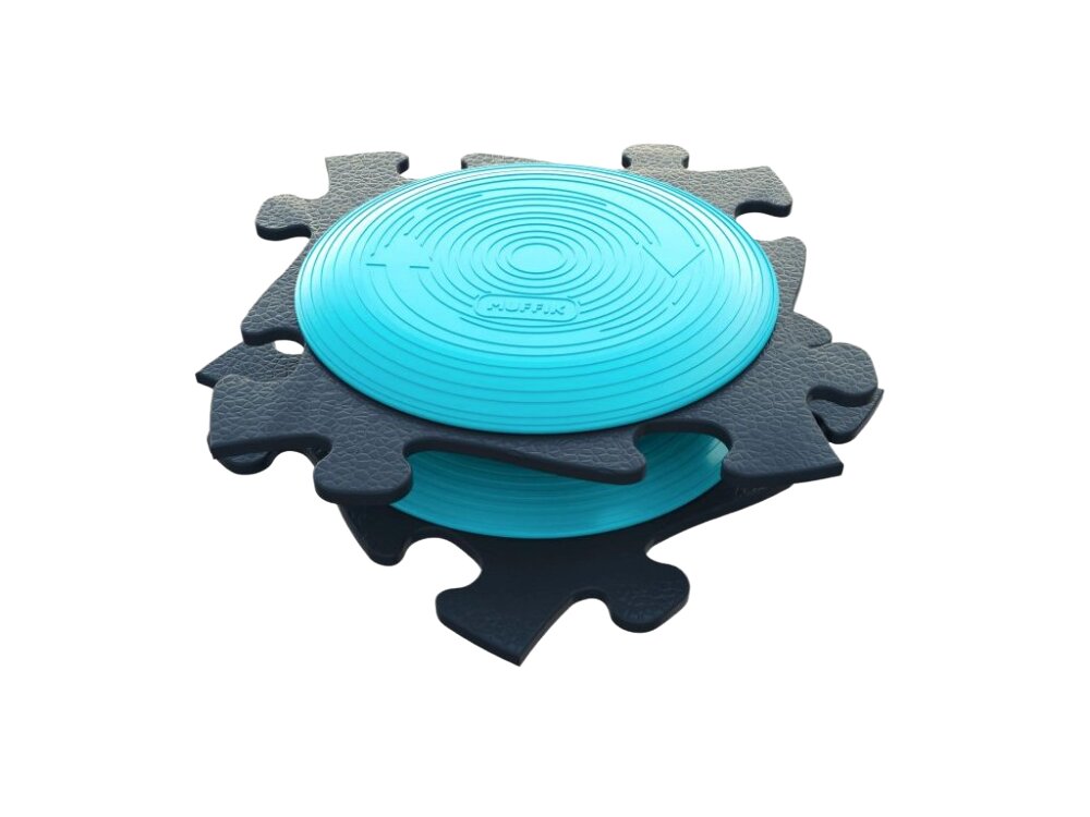 Muffik Covoras ortopedic senzorial puzzle set Rotana gri-turcoaz
