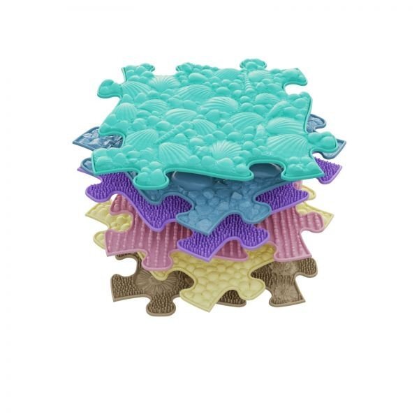 Muffik Covoras ortopedic senzorial tip puzzle Set B pastel pentru bebelusi