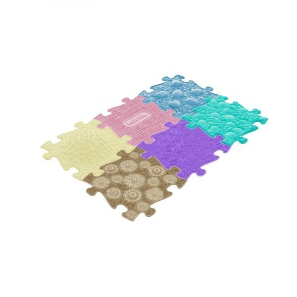Muffik Covoras ortopedic senzorial tip puzzle Set B pastel pentru bebelusi