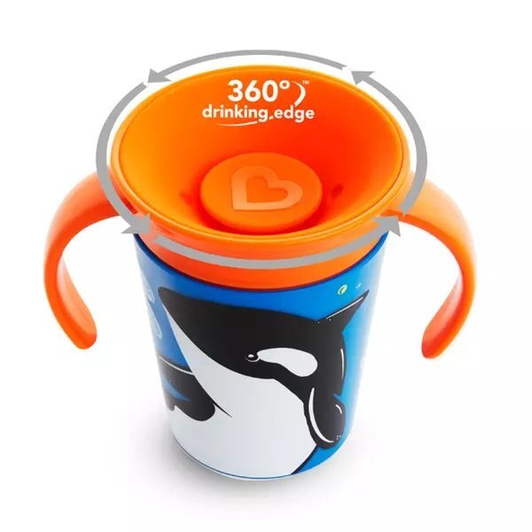 Munchkin Cana Miracle 360 cu manere WildLove 177ml 6L+ orca whale