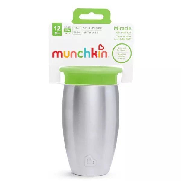 Munchkin Cana Miracle 360 Stainless Steel 296ml 12L+ green