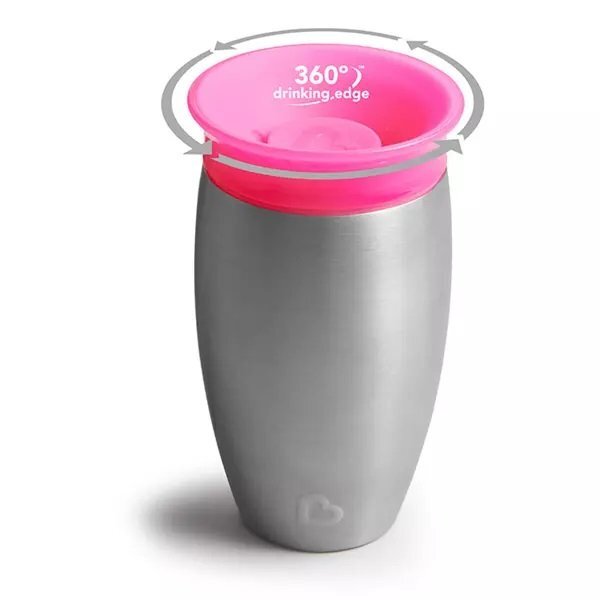 Munchkin Cana Miracle 360 Stainless Steel 296ml 12L+ pink