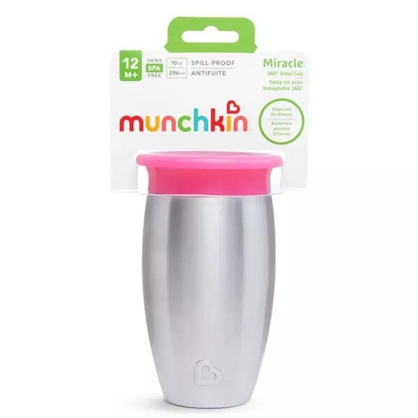 Munchkin Cana Miracle 360 Stainless Steel 296ml 12L+ pink