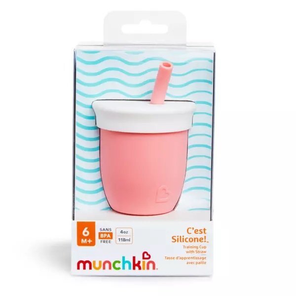 Munchkin Canuta Cest Silicone din silicon cu pai 118ml 6L+ coral