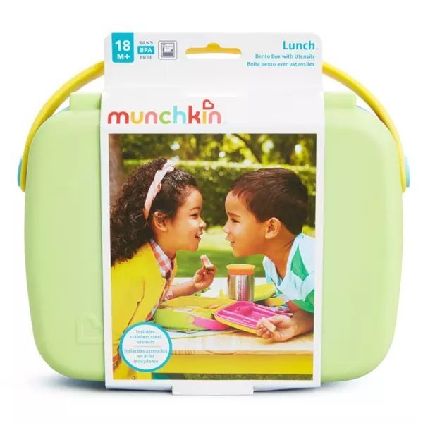 Munchkin Cutie Bento Lunch cu ustensile din inox 18L+ green