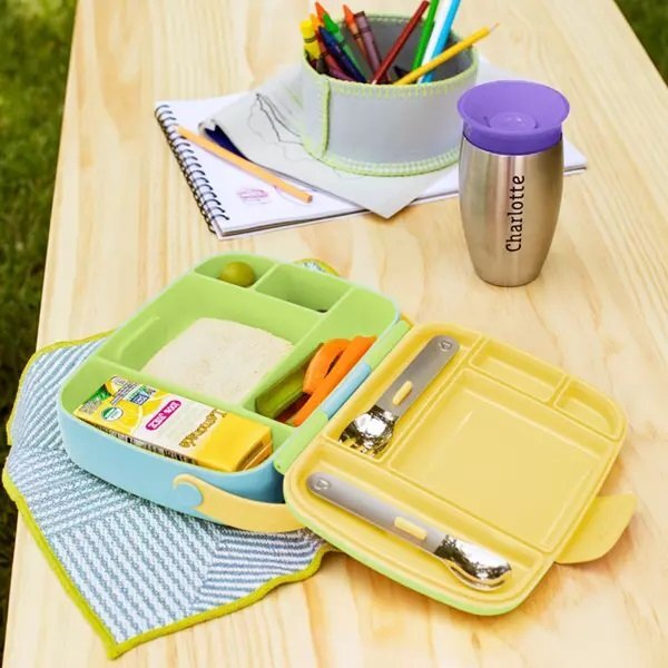 Munchkin Cutie Bento Lunch cu ustensile din inox 18L+ green