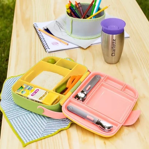 Munchkin Cutie Bento Lunch cu ustensile din inox 18L+ yellow
