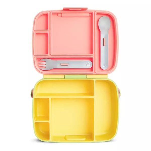 Munchkin Cutie Bento Lunch cu ustensile din inox 18L+ yellow