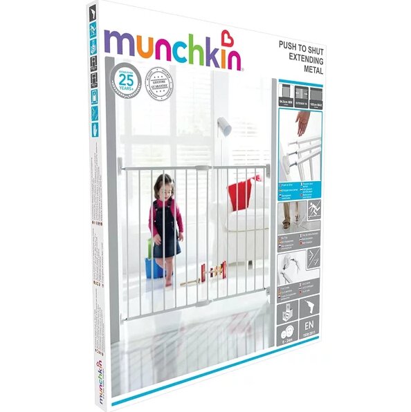 Munchkin Poarta de siguranta extensibila din Metal Push To Shut white