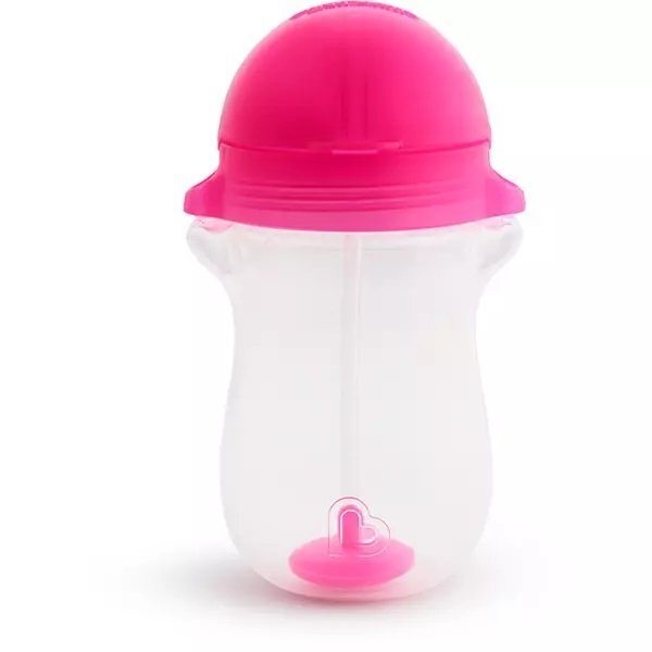 Munchkin Set 2 cani Any Angle Click Lock cu pai flexibil 296ml 12L+ pink