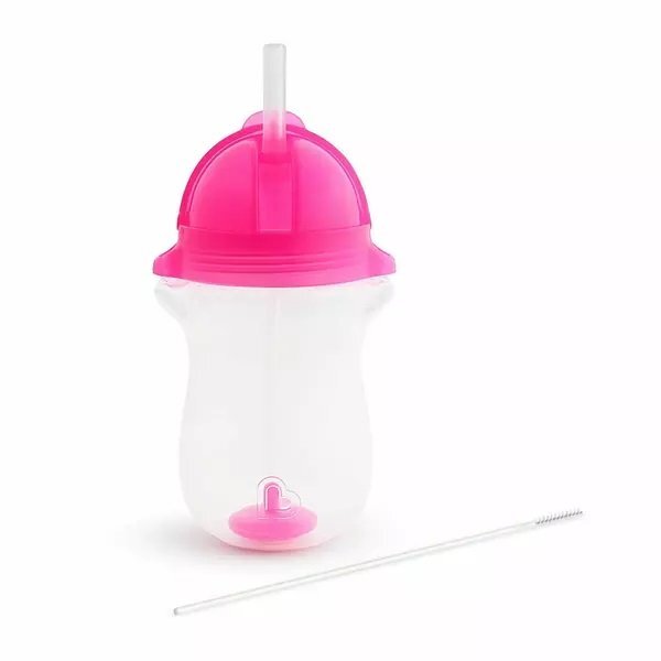 Munchkin Set 2 cani Any Angle Click Lock cu pai flexibil 296ml 12L+ pink