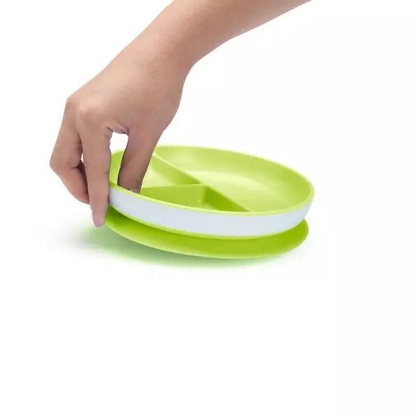Munchkin Set 2 farfurii compartimentate Stay Put cu ventuza 6L+ bluegreen