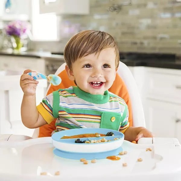 Munchkin Set 2 farfurii compartimentate Stay Put cu ventuza 6L+ bluegreen