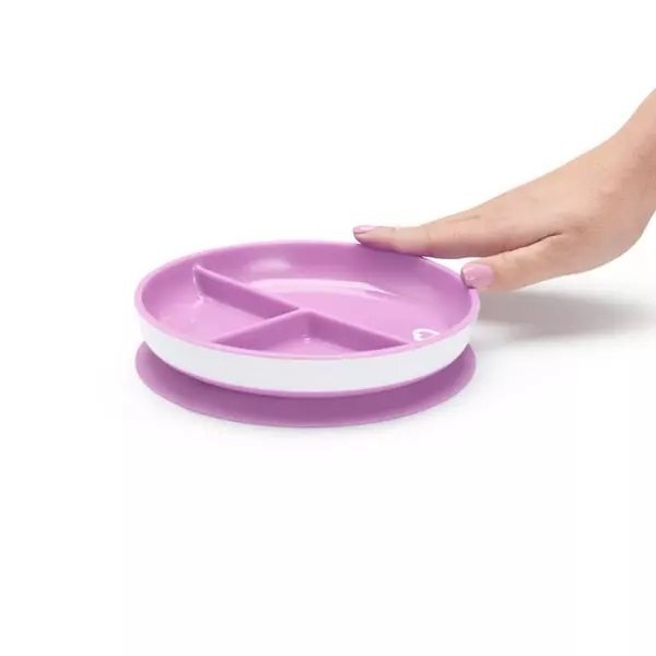 Munchkin Set 2 farfurii compartimentate Stay Put cu ventuza 6L+ pinkpurple