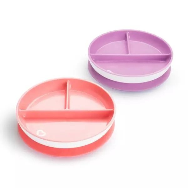 Munchkin Set 2 farfurii compartimentate Stay Put cu ventuza 6L+ pinkpurple