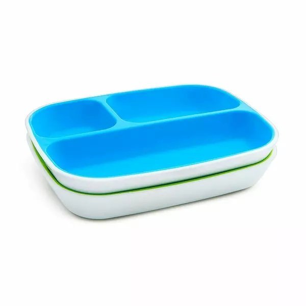 Munchkin Set 2 farfurii Splash compartimentata 6L+ bluegreen