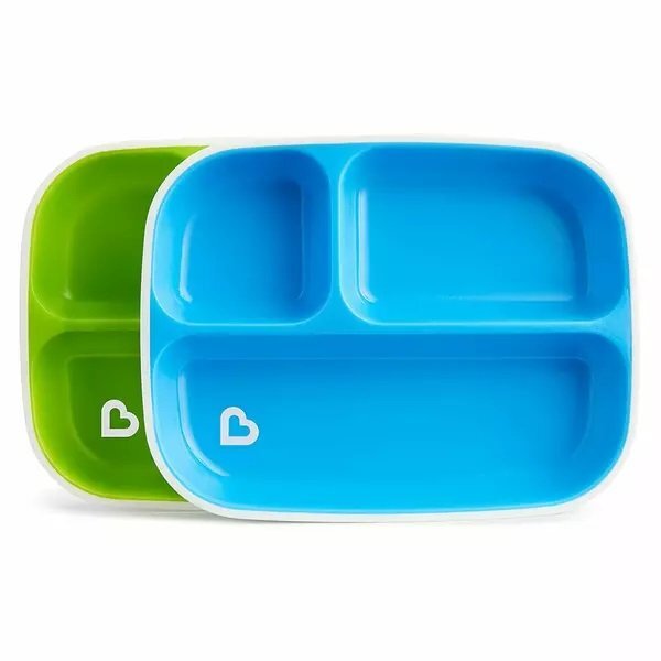 Munchkin Set 2 farfurii Splash compartimentata 6L+ bluegreen