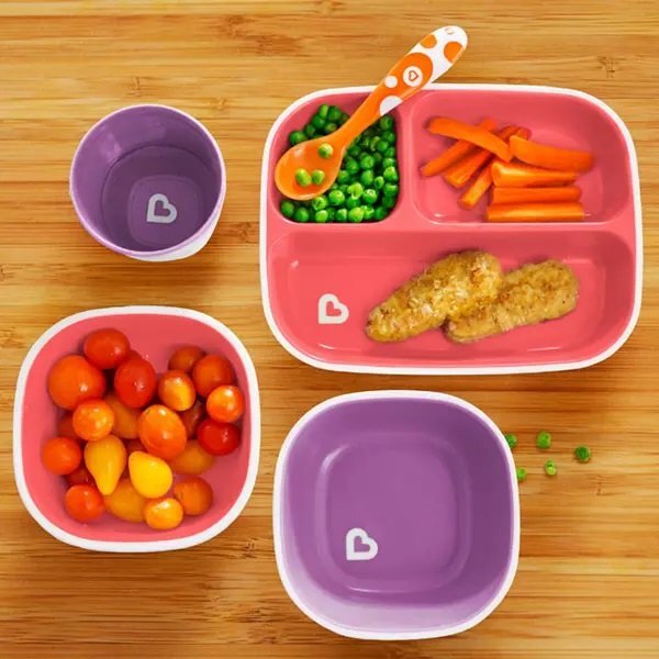 Munchkin Set 2 farfurii Splash compartimentata 6L+ pinkpurple