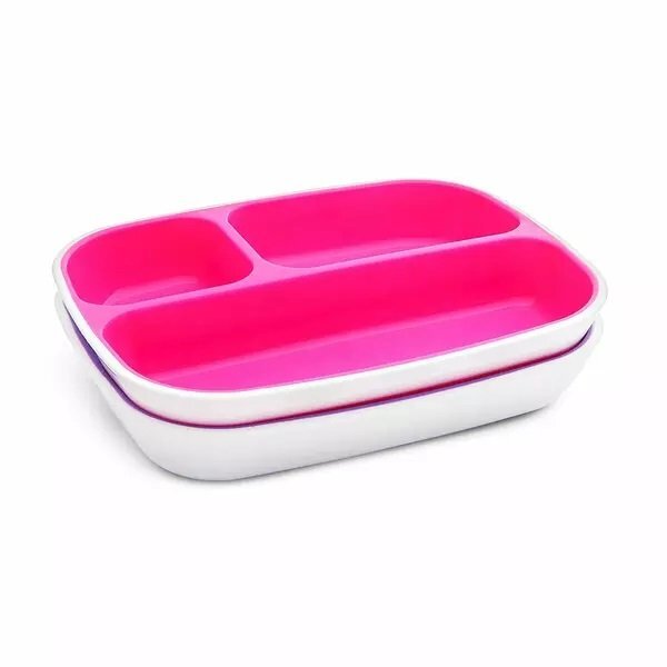 Munchkin Set 2 farfurii Splash compartimentata 6L+ pinkpurple