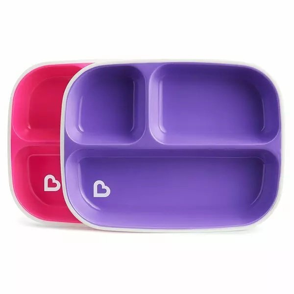 Munchkin Set 2 farfurii Splash compartimentata 6L+ pinkpurple
