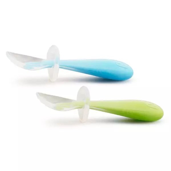 Munchkin Set 2 lingurite pentru bebelusi Gentle Scoop 6L+ bluegreen