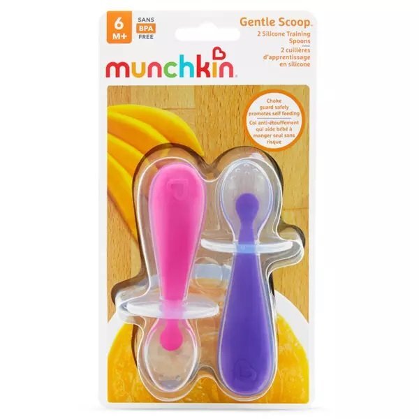 Munchkin Set 2 lingurite pentru bebelusi Gentle Scoop 6L+ pinkpurple
