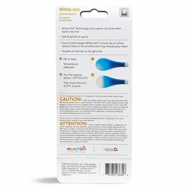 Munchkin Set 4 lingurite pentru bebelusi White Hot cu senzor de temperatura 4L+