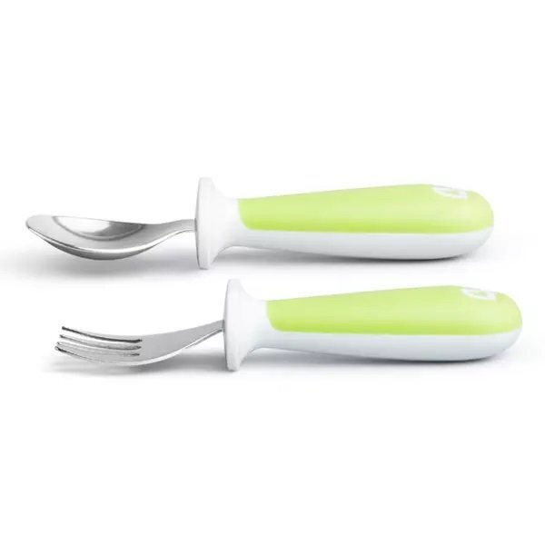Munchkin Set furculita si lingurita pentru copii Raise 12L+ light green