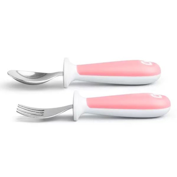 Munchkin Set furculita si lingurita pentru copii Raise 12L+ light pink