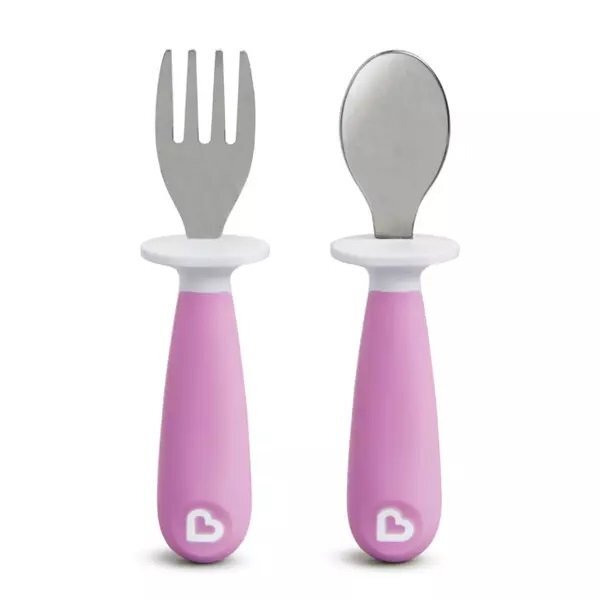 Munchkin Set furculita si lingurita pentru copii Raise 12L+ light purple