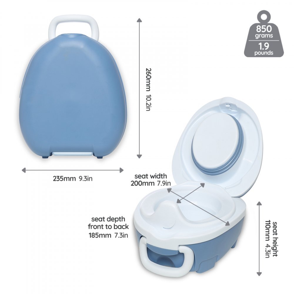 My Carry Potty Olita portabila cu capac si maner Bleu pastel