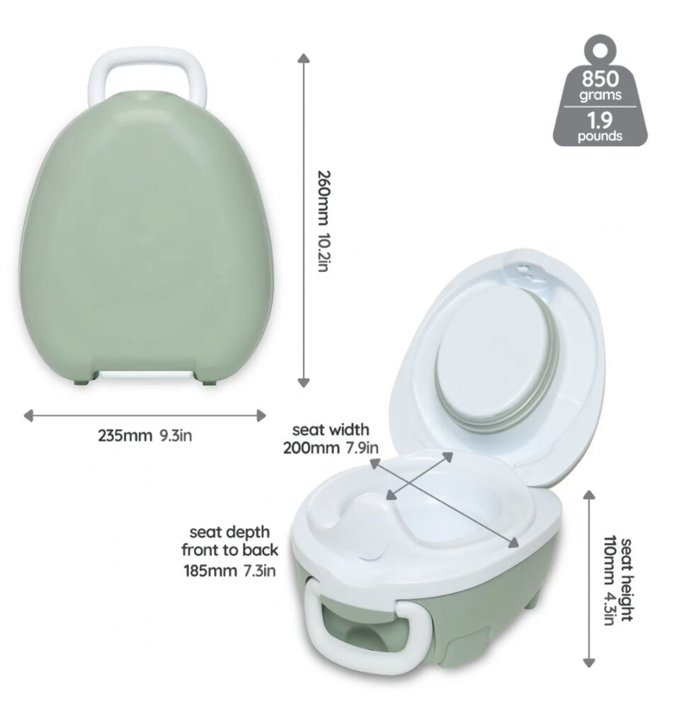 My Carry Potty Olita portabila cu capac si maner Verde pal