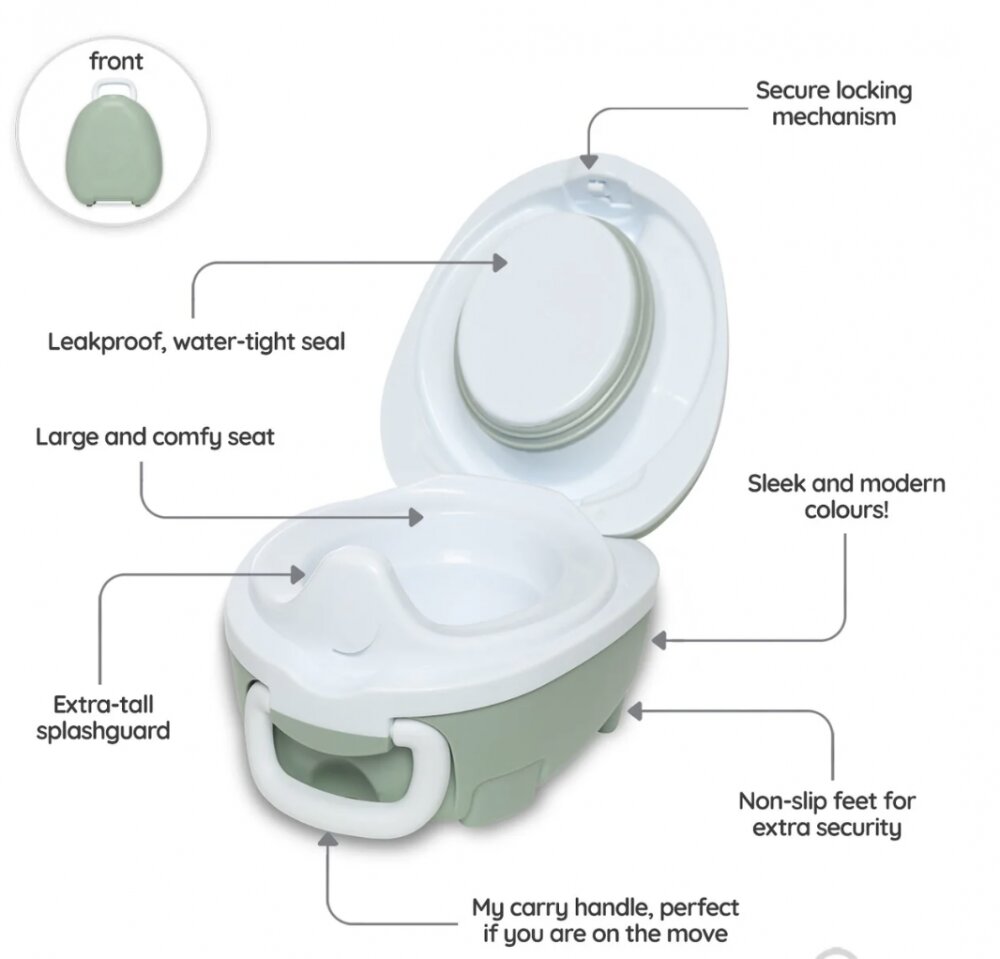 My Carry Potty Olita portabila cu capac si maner Verde pal